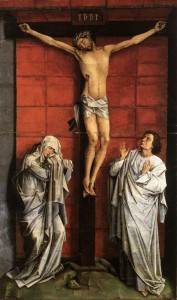 Rogier van der Weyden Christus on the Cross with Mary and St John Crucifixion Escorial